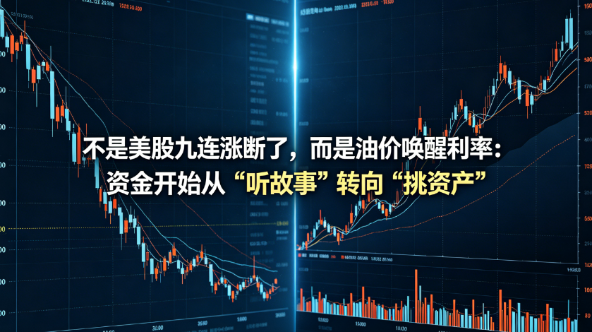 不是美股九连涨断了，而是油价唤醒利率：资金开始从“听故事”转向“挑资产”
